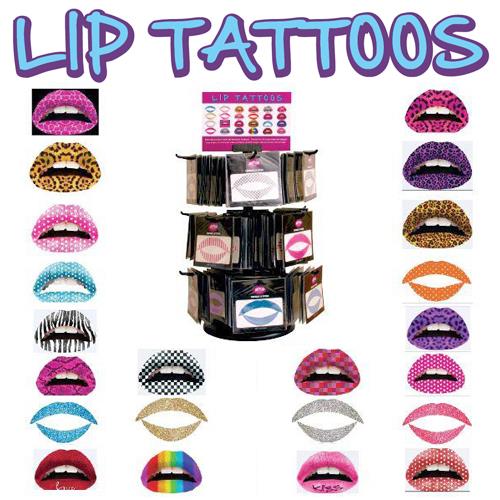 ''TATTOOS 24 STYLES 6 PER STYLE WITH RACK, #114-LIP-24''