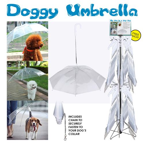 ''60pc Dog walking UMBRELLA and leash combo display, #2-DOGUM-DSP''