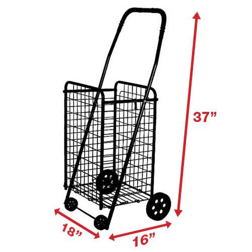 METAL GROCERY SHOPPING CART FOLDING POWER COATING FINISH RUBBER WHEELS
