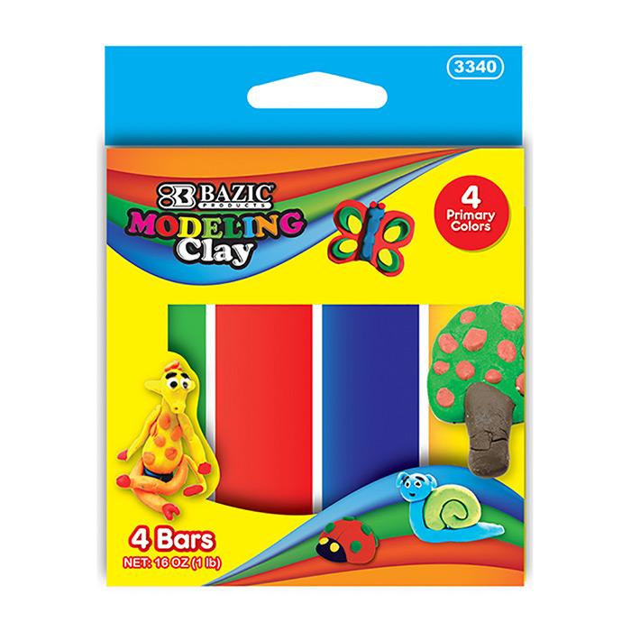 BAZIC 4 Primary Color 1lbs. Modeling Clay Sticks 3340