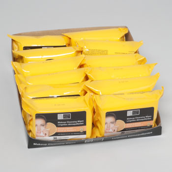 MAKE UP CLEANSING WIPES 30CT VITAMIN C 4-12PC PDQ'S #518651