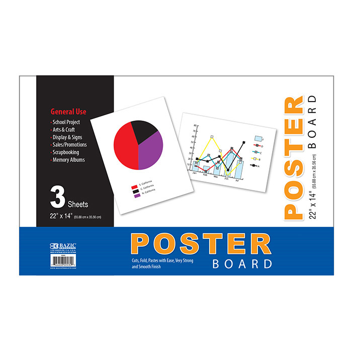 ''BAZIC 22'''' X 14'''' White POSTER Board (3/Pack)  #530-48''