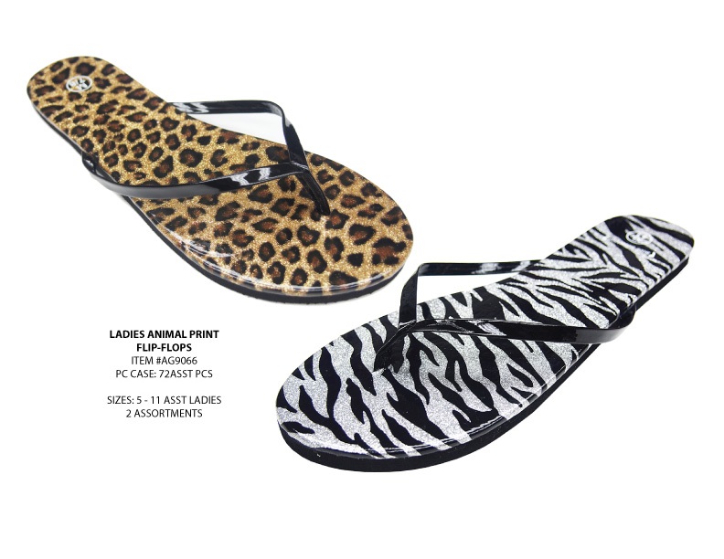 LADIES ANIMAL PRINT FLIP FLOPS AG9066