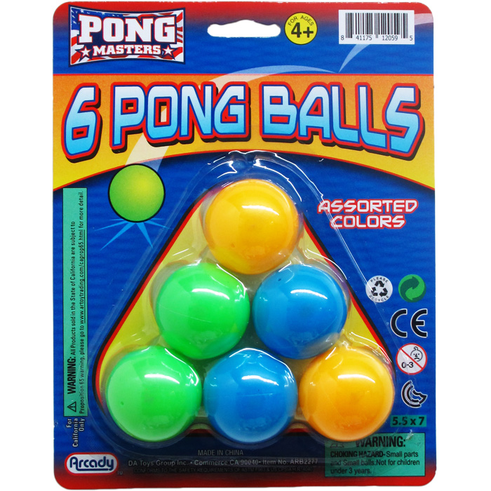 6PC PING PONG BALL PLAY SET ON BLISTER CARD