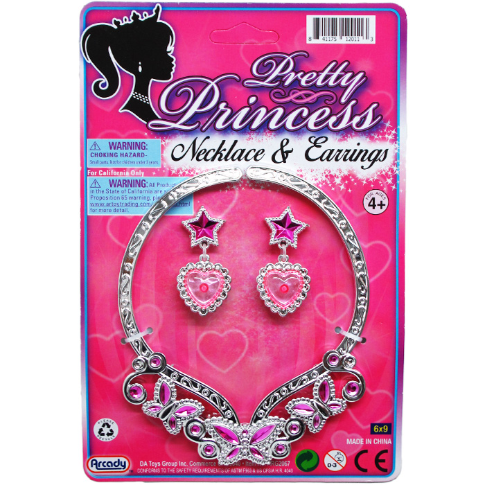 ''4.75'''' PRINCESS NECKLACE & 2'''' EARRINGS TIED ON CARD''
