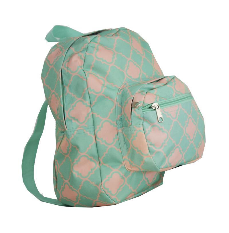 Mini BACKPACK Small Quatrefoil Turquoise Pink