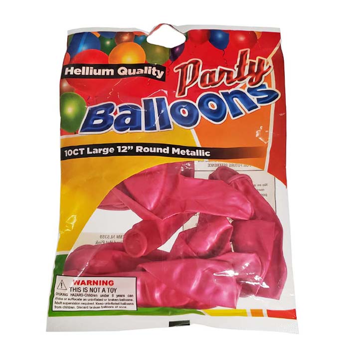Metallic Hot Pink Helium BALLOON 10ct 12 #D-05359-48