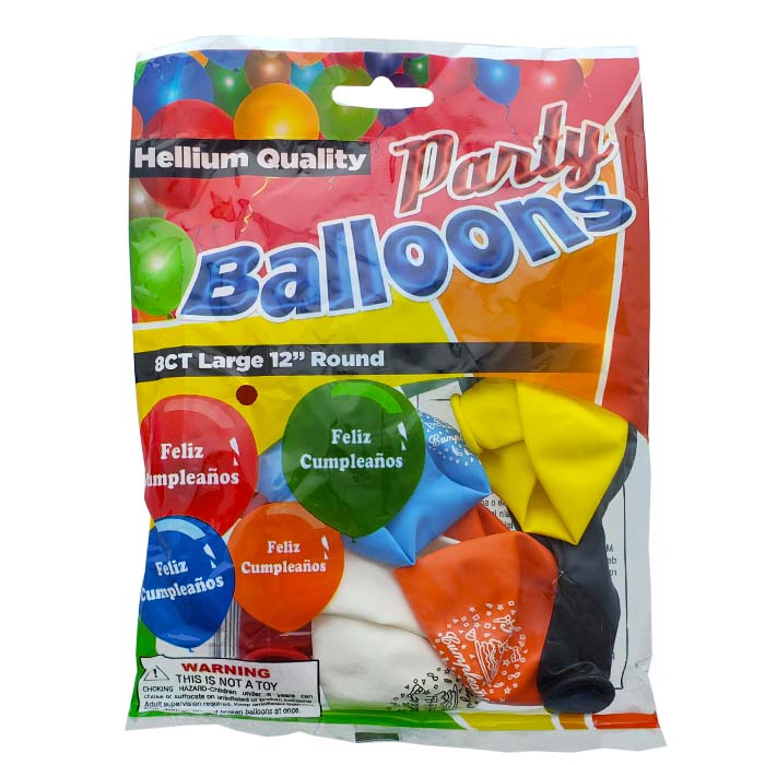 Feliz Cumpleaos Helium BALLOONs 8ct 12i #D-05478-48