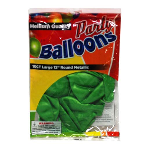 BALLOON 10ct 12in Metallic Green Helium #D05452-48