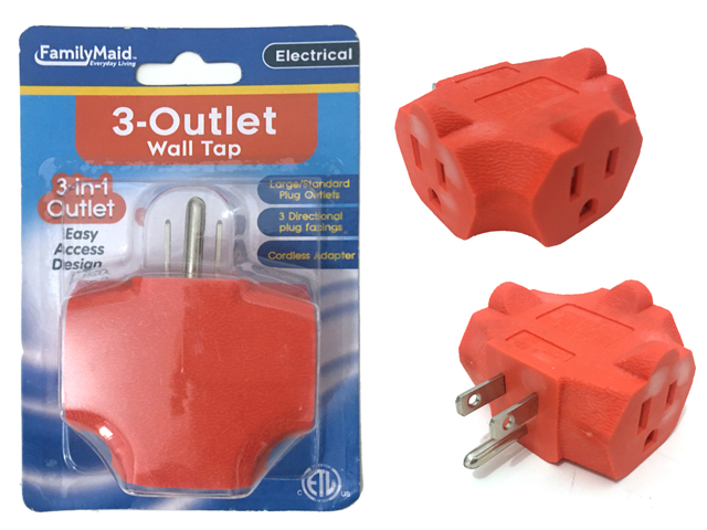 ''OUTLET ADAPTER 3 PLUG WHITE CLR, #12220A''