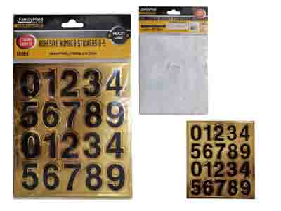 ''ADHESIVE NUMBER STICKERS 0-9 BLK/GOLD 1.58''''H 20PC, #16965''