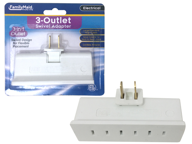 ''OUTLET ADAPTER SWIVEL 3 PLUG WHITE CLR DOU B, #32702A''