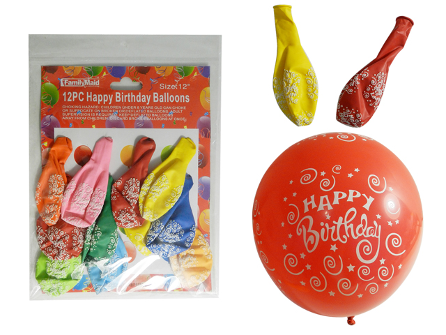 ''10 PC Happy B-Day BALLOONs Size: 12'''', 2.8g each , #15322''
