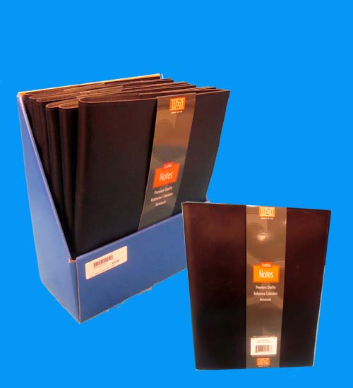 Large Leather NOTEBOOK PDQ- Black #DSON-00118-6