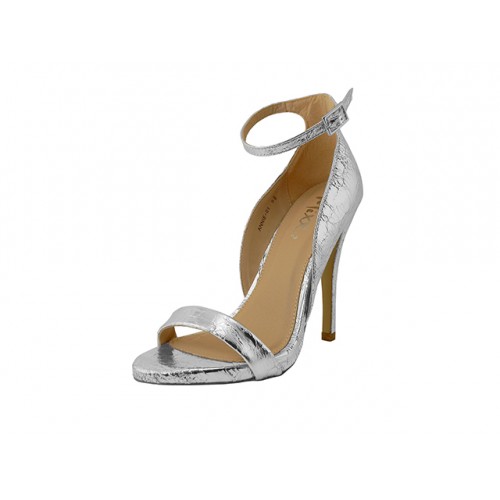 ''women's ''''Mixx shuz'''' 4 Inches Heel Metallic Silver Ankle Strap SANDALS ( Silver Color )''