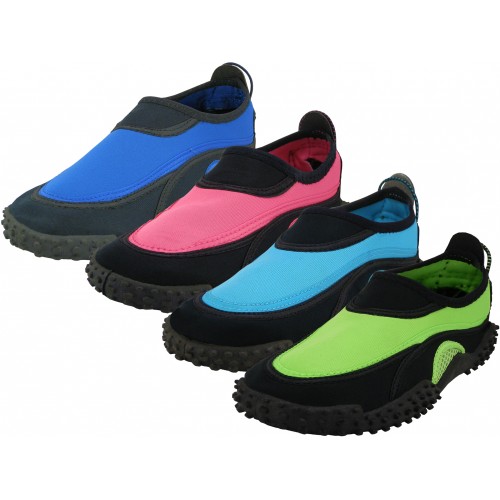 ''Women's ''''Wave'''' Nylon Upper With TPR. Outsole Water SHOES ( Asst. Black/Fuchsia, Black/Royal Blue,