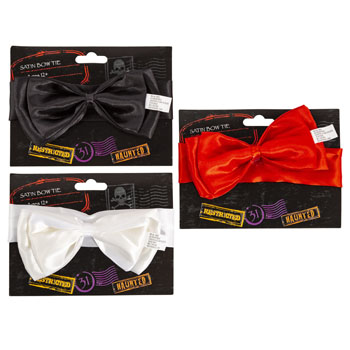BOW TIE SATIN COSTUME 3ASST WHITE/BLK/RED NEW HLWN TCD #G19085T