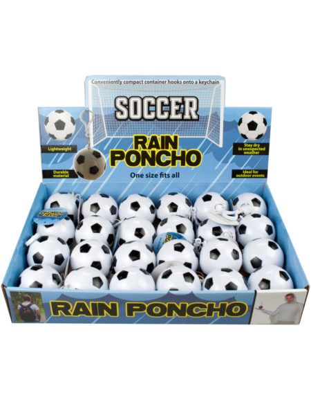 Soccer Ball KEYCHAIN Rain Poncho in Countertop Display