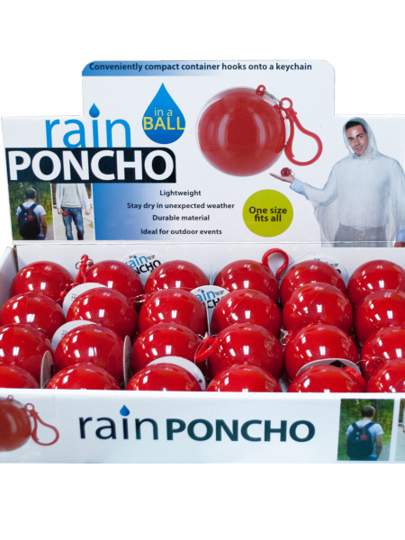 Rain PONCHO in a Ball Countertop Display