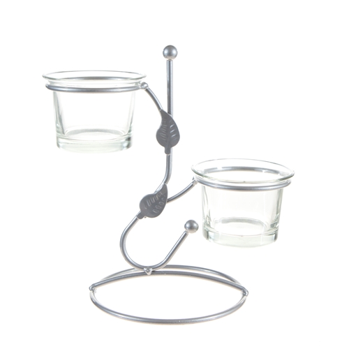 Two Votive Metal CANDLE HOLDER - Silver