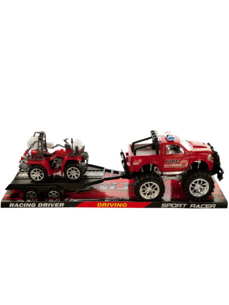 Friction Powered Fire Rescue Trailer TRUCK with ATV