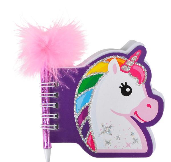 ''3.5'''' UNICORN NOTEBOOK WITH FEATHER PEN''