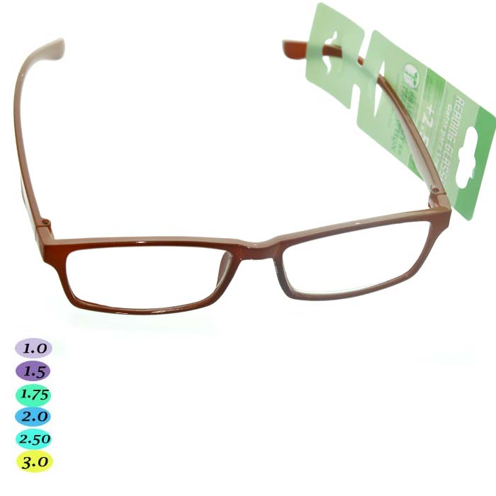 Med. Brown READING GLASSES Asst Diopters #WSI-73993-300